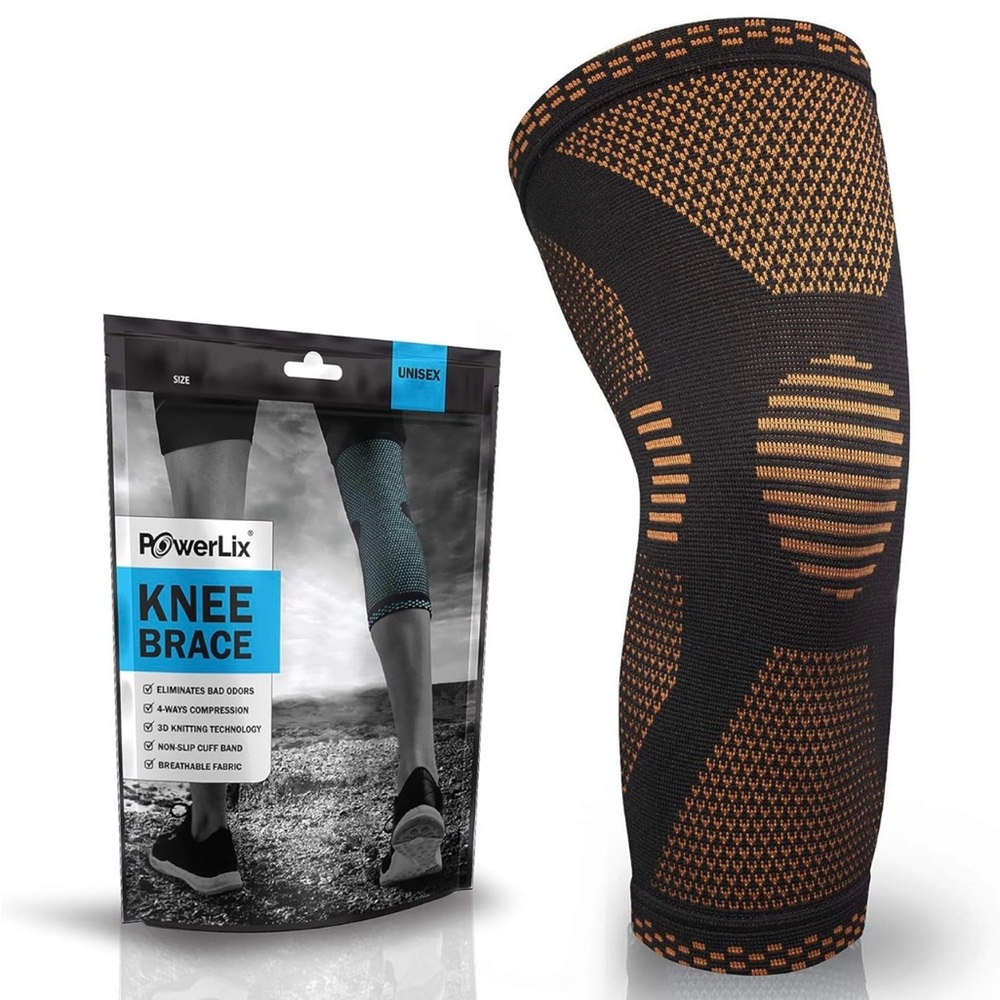 PowerLix™ - Unisex Compression Knee Sleeve in Orange Size Large